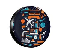 Creative Transport Print Spare Tire Cover Wheel Protectors Waterproof Sunproof Tire Cover for Trailers Universal Fit for Trailer,RV,SUV,Crossover,Camper,Truck 16 inch