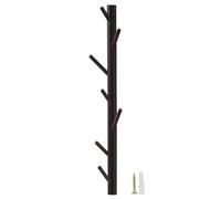 Creative Tree Branch Shape Coat Rack, Beech Wood Wall Coat Hook, Easy To Assemble Wall Hook, Suitable For Entrance, Living Room, Bedroom, White/brown/natural Color 3/4/5/6/7 Hooks(Brown,70cm/27.5in)