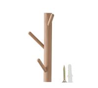 Creative Tree Branch Shape Coat Rack, Beech Wood Wall Coat Hook, Easy To Assemble Wall Hook, Suitable For Entrance, Living Room, Bedroom, White/brown/natural Color 3/4/5/6/7 Hooks(Natural,30cm/11.8in)