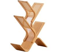 Creative Tree Shape Magazine RackWoven Rattan & Acrylic Reading Stand for Living Room Stylish Brochure Holder Modern Home Decor SpaceSaving Design