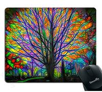 Creative Trees Mouse Pad - Colorful Watercolor Spring Life Tree Design Gaming Pad 9.4"x7.9"
