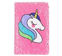 Creative Unicorn Notebook,A5 Mermaid Reversible Sequin Journal, Diary for Kids Girls Gifts (Rose Red)
