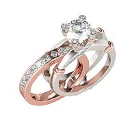 Creative Versatile Ring Fashion and Combination with Zircon Set 2 in Ring 1 Rings Mens Fashion Rings (Rose Gold8, 8)