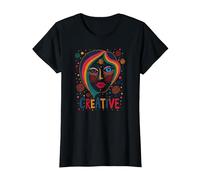 Creative Vibrant Pop Art Face for Artistic Souls T-Shirt, Women, Black, XS