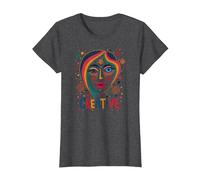 Creative Vibrant Pop Art Face for Artistic Souls T-Shirt, Women, Dark Heather Grey, XS