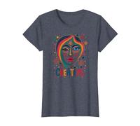 Creative Vibrant Pop Art Face for Artistic Souls T-Shirt, Women, Heather Blue, XL