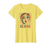 Creative Vibrant Pop Art Face for Artistic Souls T-Shirt, Women, Lemon, L