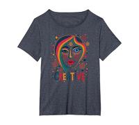 Creative Vibrant Pop Art Face for Artistic Souls T-Shirt, Women's Plus, Heather Blue, 1X