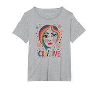 Creative Vibrant Pop Art Face for Artistic Souls T-Shirt, Women's Plus, Heather Grey, 3X