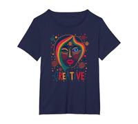 Creative Vibrant Pop Art Face for Artistic Souls T-Shirt, Women's Plus, Navy, 3X
