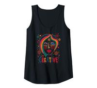 Creative Vibrant Pop Art Face for Artistic Souls Tank Top, Women, Black, XL