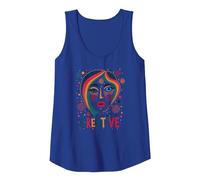 Creative Vibrant Pop Art Face for Artistic Souls Tank Top, Women, Royal Blue, XL