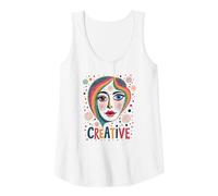Creative Vibrant Pop Art Face for Artistic Souls Tank Top, Women, White, XL