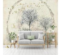 Creative Vintage Trees Flying Birds Art 3D Wallpaper Premium Textured Silk Study Dining Living Room Bedroom Sofa TV Wall Easy Install-150cm×105cm