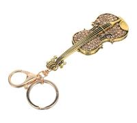 Creative Violin Keyring with Sound, Music Keychain for Bag Hanging | Golden Zinc Alloy Rhinestone Violin Decor, Glitter Violin Keychain, Violin Key Pendant