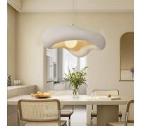 Creative Wabi-Sabi Japanese Pendant Light, Handmade Height Adjustable Chandelier, E27 White Shade, Ideal for Bedroom, Kitchen Island, Dining Room & Living Room Decor