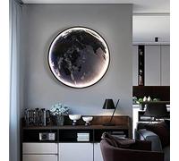 Creative Wall Lamp Led Earth Mural Wall Light Indoor Led Moon Wall Sconce for Bedroom Living Room Cafe Corridor Black 3000-6000K