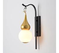 Creative Wall Light Glass Globe Shade Metal Wall Sconce Lamp, Oriental Traditional Indoor Wall Mount Lights E27 Headboard Lighting Fixtures for Living Room Bedroom Bedside