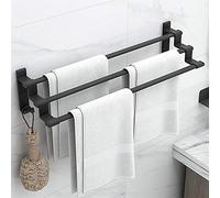 Creative Wall-Mounted Towel Rack, Modern 3-Bar Design, Aluminum Kitchen Towel Holder, Space-Saving, Black, 40 cm - Stylish Bathroom & Kitchen Accessory