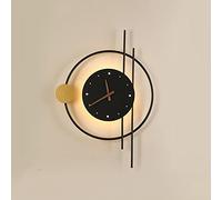 Creative Wall Sconce Clock Geometric Black Lighting Fixture Modern Wall, Indoor Wash Lights for Living Room Restaurant Bedroom Hallway, 3000K Warm White