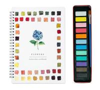 Creative Watercolor Workbooks, 12 Color Watercolour Paint Set with Brush, Therapeutic Crafts Gifts for Adults Kids Students Hobbyists Art Lovers, Beginner Friendly Set for Artists