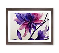 Creative Watercolour Flowers H1022 Framed Print for Living Room Bedroom Home Office Décor, Wall Art Picture Ready to Hang, Walnut A2 Frame (64 x 46 cm)