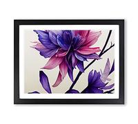 Creative Watercolour Flowers H1022 Framed Print for Living Room Bedroom Home Office Décor, Wall Art Picture Ready to Hang, Black A2 Frame (64 x 46 cm)