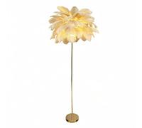 Creative White Ostrich Feather Floor Lamp Bedside Lamp Light Luxury and Elegant Lampshade Night Light Table Lighting for Living Room Bedroom Home Decoration, Plug-in