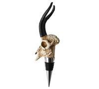 Creative Wine Bottle Stoppers with Antelope Horn Skull, Black Resin