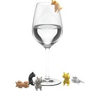 Creative Wine Glass Markers 3D Kitten Shape Party Glass Cup Multicolor Silicone Distinguisher Kitten Wine Cup Recognizer 6pcs