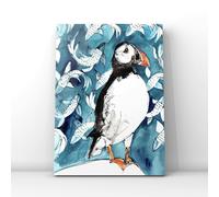 Creative with Line Puffin With Koi Illustration - Bird Life Giclée Print - A4