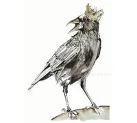 Creative with Line Royal Crow Illustration - Corvid Giclée Print - A4