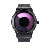 Creative Women Watch Concept Starry Sky Big Dial Women Watch with Stainless Steel Mesh Strap Waterproof for Unisex, Black-b