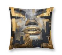 Creative Women's Art Illustration A Visual Feast of Color And Form Double-Sided Pillowcase | Short Plush Ultra Soft Cozy Decorative Throw Pillow Cover | Style 24x24in(60x60cm) | For Sofa, Bedroom & Li