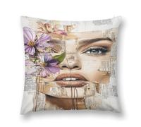 Creative Women's Art Illustration A Visual Feast of Color And Form Double-Sided Pillowcase | Short Plush Ultra Soft Cozy Decorative Throw Pillow Cover | Style 12x12in(30x30cm) | For Sofa, Bedroom & Li