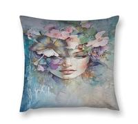 Creative Women's Art Illustration A Visual Feast of Color And Form Double-Sided Pillowcase | Short Plush Ultra Soft Cozy Decorative Throw Pillow Cover | Style 12x12in(30x30cm) | For Sofa, Bedroom & Li