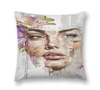 Creative Women's Art Illustration A Visual Feast of Color And Form Double-Sided Pillowcase | Short Plush Ultra Soft Cozy Decorative Throw Pillow Cover | Style 22x22in(55x55cm) | For Sofa, Bedroom & Li