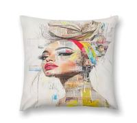 Creative Women's Art Illustration A Visual Feast of Color And Form Double-Sided Pillowcase | Short Plush Ultra Soft Cozy Decorative Throw Pillow Cover | Style 22x22in(55x55cm) | For Sofa, Bedroom & Li
