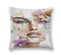 Creative Women's Art Illustration A Visual Feast of Color And Form Double-Sided Pillowcase | Short Plush Ultra Soft Cozy Decorative Throw Pillow Cover | Style 26x26in(65x65cm) | For Sofa, Bedroom & Li