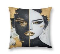 Creative Women's Art Illustration A Visual Feast of Color And Form Double-Sided Pillowcase | Short Plush Ultra Soft Cozy Decorative Throw Pillow Cover | Style 18x18in(45x45cm) | For Sofa, Bedroom & Li