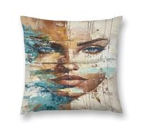 Creative Women's Art Illustration A Visual Feast of Color And Form Double-Sided Pillowcase | Short Plush Ultra Soft Cozy Decorative Throw Pillow Cover | Style 20x20in(50x50cm) | For Sofa, Bedroom & Li