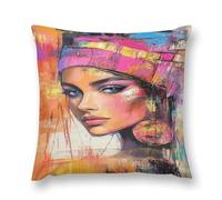 Creative Women's Art Illustration A Visual Feast of Color And Form Double-Sided Pillowcase | Short Plush Ultra Soft Cozy Decorative Throw Pillow Cover | Style 18x18in(45x45cm) | For Sofa, Bedroom & Li