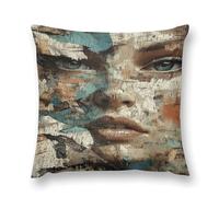 Creative Women's Art Illustration A Visual Feast of Color And Form Double-Sided Pillowcase | Short Plush Ultra Soft Cozy Decorative Throw Pillow Cover | Style 12x12in(30x30cm) | For Sofa, Bedroom & Li
