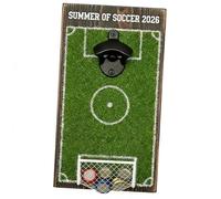 Creative Wood Tool with Soccer Field Design and Auto Contained Cap Storage Systems for Parties and Gatherings Wooden Opener