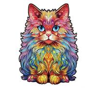 Creative Wooden Animal-Themed Jigsaw Puzzle with Cat Shape Irregular Edge Design in Medium Size Family Game Night Unique Wall Art Decor for Puzzle Lovers(21×29.7 cm)