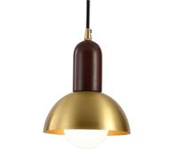 Creative Wooden Body, Metal Hanging Lamp Lampshade Retro Industrial Chandelier E27 Base Single-Head Pendant Light | Bedside, Tearoom, Front Desk Decorative Lighting Fixtures(15cm)