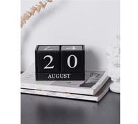 Creative Wooden Desk Calendar with Manual Blocks for Office | Chinese Fir Wood, Fine Surface Treatment, Sl dges and Corners, Black Finish for Table Decoration