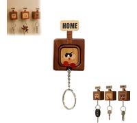 Creative Wooden Key Hooks with Funny Facial Expressions - Functional & Stylish Key, Home Tag Keychain for Entryway, Office, Unique Home Decor & Housewarming Gift Keys Organizer (Eyebrow-Raising)