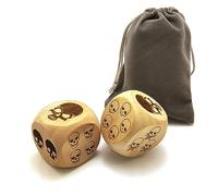 Creative Wooden Large Dice Set - Punk Style Skull Head Pattern Points 6 Sided Square Rolling Dices for Fun Adult Party Game (2PCS)