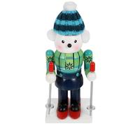 Creative Wooden Nutcracker Christmas Decoration with Light Green Cartoon Animal Design, Mouth Opening and Closing Feature, for Office and Car Seasonal Decor